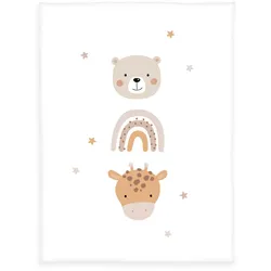 BabyBest Microfaserflausch-Decke Little friends - weiß