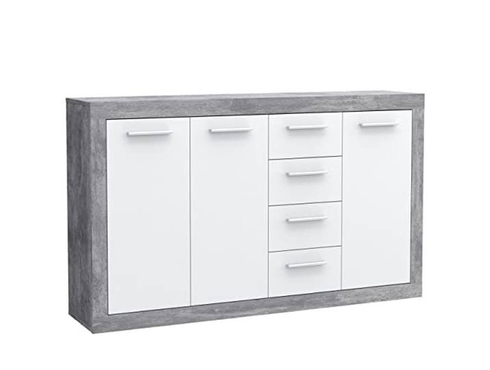 Newroom Sideboard Betonoptik Lichtgrau Kommode mit Schubladen Wohnzimmer