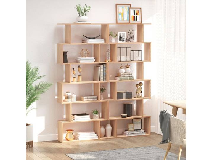 Bibliothèque moderne en bois avec 6 étagères pour maison et bureau