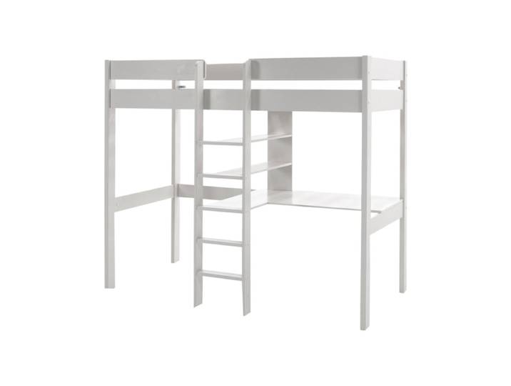 Lit Mezzanine 90x200 Sommier Inclus avec bureau Vipack Pino - Blanc