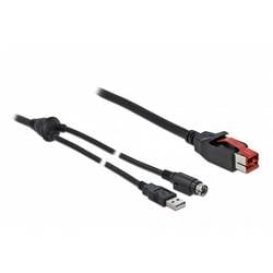 Delock USB-Stromkabel PoweredUSB 24V Stecker, USB-A Stecker, Hosiden Mini-DIN 3pol. Stecker 4.00 m Schwarz mit USB 85943