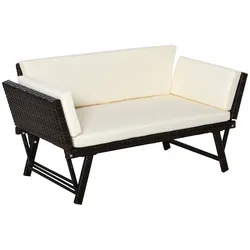 STILVORA Gartensofa Polyrattan Braun 129x63x67 cm, klappbare Armlehnen