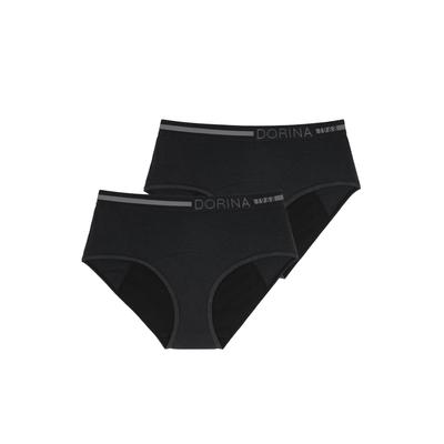 Periodenslip DORINA "Period Panties", Damen, Gr. S, Single Jersey, schwarz (schwarz, schwarz), Single Jersey, Obermaterial: 68% Baumwolle, 28% Polyester, 4% Elasthan, körpernah, Unterhosen, bei mittlerer bis starker Menstruation