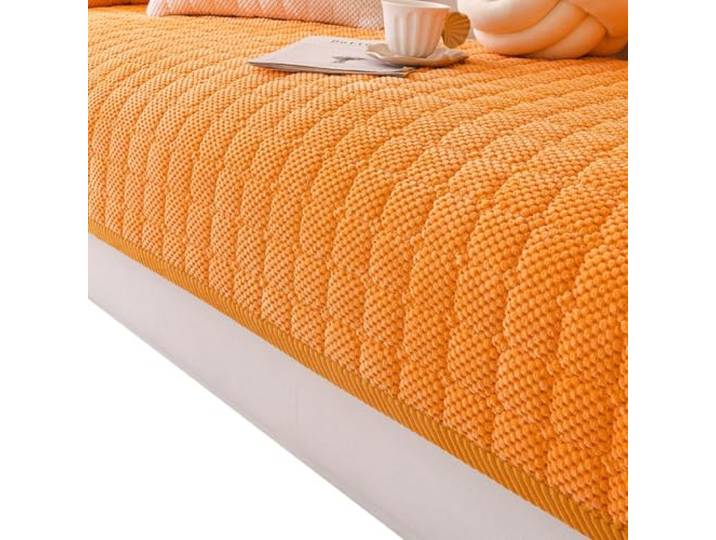 Anti-Rutsch-Sofaüberzug m/Gittermuster, weicher Plüsch,(Orange,70x90cm)