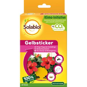 Solabiol Gelbtafeln Gelbsticker, 8 x 14 cm, zum Stecken, gegen Trauermücken und andere Schädlinge, 10 Stück