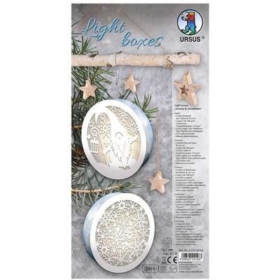 URSUS Light boxes 'Gnome & Snowflakes', Ø 15,3 cm