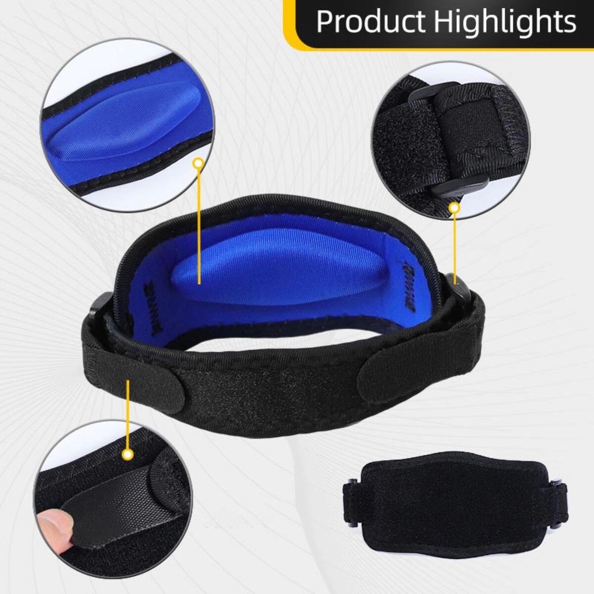 INF Patellaband 2er-Pack — Stoßdämpfende Kniekompression für Sport mit verstellbarer Passform Schwarz + Blau