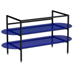 VitrA Liquid Waschtisch-Unterbau 66738 125x49,5x66cm, mit Glasablage, Korpus schwarz matt/Glasablage blau