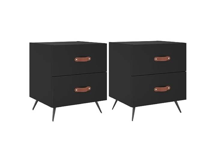 LMTYOENFG Nachttisch 2er Set Schwarz 40x35x47,5 cm Nachtkommode Praktische Schlafzimmermöbel im Doppelpack mit Schubladenstauraum, glatter Abstellfläche und standfesten Eisenfüßen.