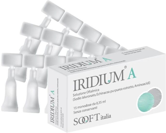 FIDIA FARMACEUTICI SpA Iridium A - Soluzione Oftalmica 15 Flaconcini da 0,35ml - Protezione Oculare Avanzata