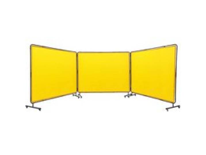VEVOR Rideau de Soudage avec Cadre 3 Panneaux Écran Rideau de Protection pour Soudure 1,8x2,4 m en Vinyle Ignifuge sur 12 Roues Pivotantes (6 Verrouillables) Mobile Pro pour Atelier, Industrie, Jaune