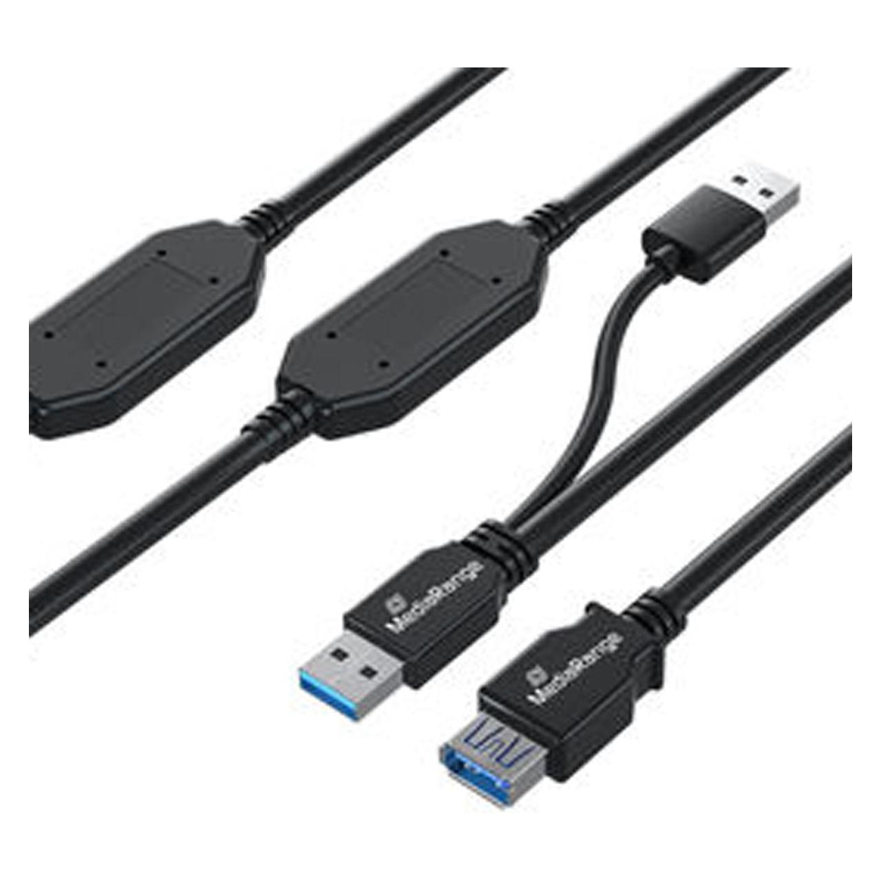 MediaRange Aktives USB-Verlängerungskabel, USB 3.0, 15m, sw (15 m, USB 3.2 Gen 1) (MRCS244)