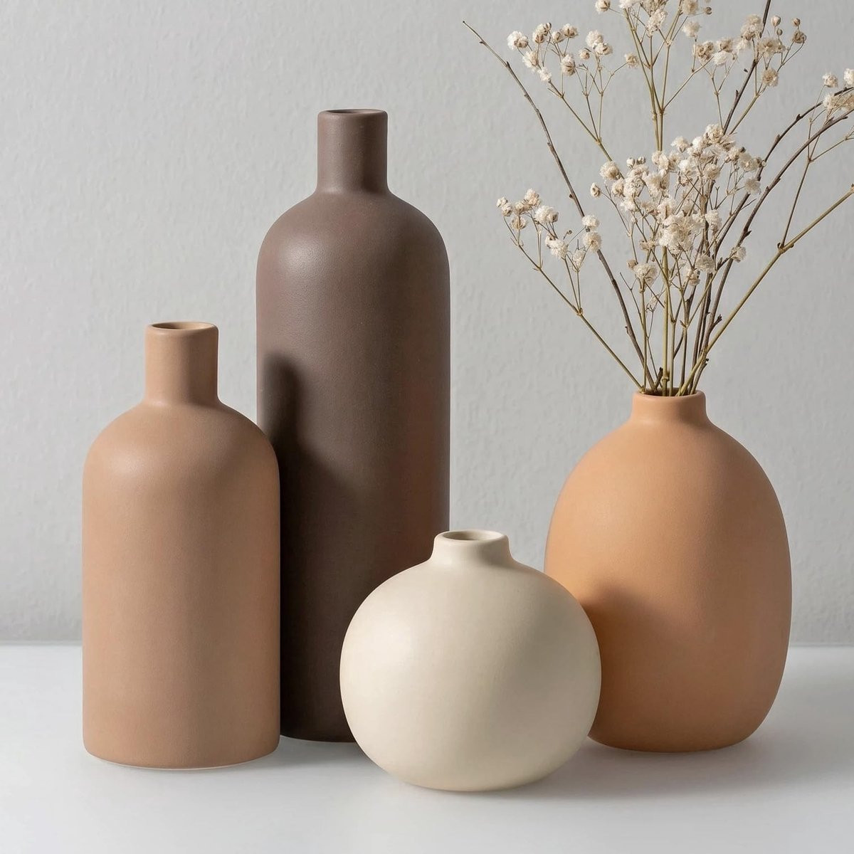 Omgoods - Set van 4 minimalistische keramische vazen