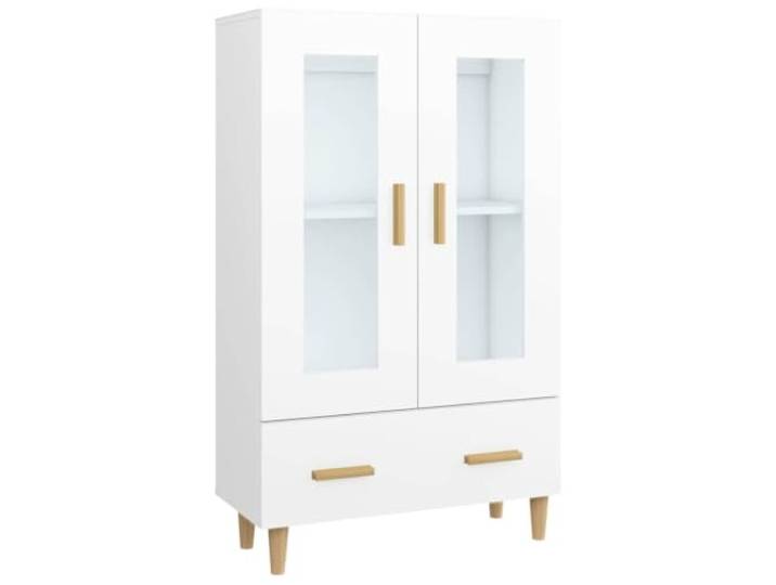 KGFHERENB Highboard Weiß 70x31x115 cm Schrank Holzwerkstoff Hartglas Kompakter Kommodenschrank fürs Wohnzimmer mit Glastür, Schublade und 2 Fächern für geordnete Aufbewahrung im Alltag.