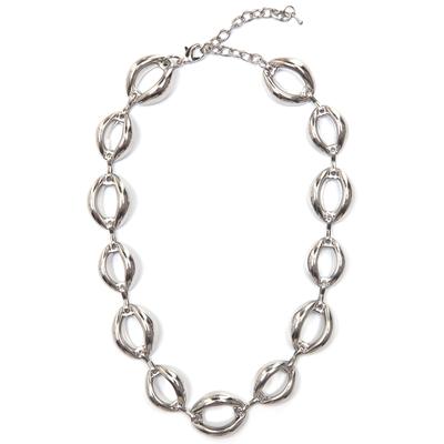 Collier FIRETTI "Halsschmuck Gliederkette", grau (metallfarben), Halsketten, Damen, Metall, L: 48 B: 18mm, Collier, B:18mm
