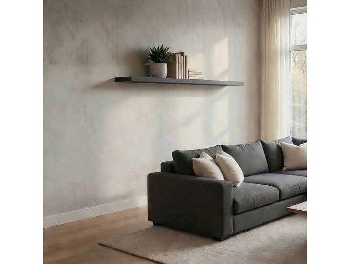 Wandregal Pinie Massiv, gebürstet Grau/Grau 110cm