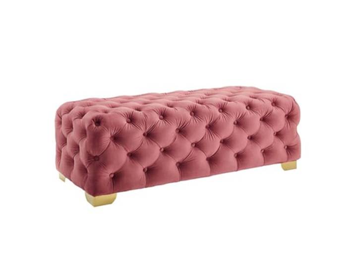 RUNZE765Z Dekorativ Eingangsbank, rustikale Stoff-Schlafzimmersitzbank(Pink,100 * 45 * 40cm)