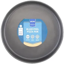 METRO Professional Pizzablech, Metall, ⌀ 26 cm, 250 x 250 x 100 mm, unbeschichtetes Blaublech mit Rollrand, schwarz