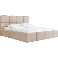 POLSTERBETT Tivio mit Bettkasten, Beige Samt 140x200 cm