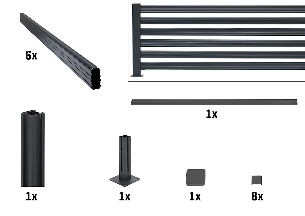 JUNGELMAR Bohlenzaun-Set Aluminium Erweiterung L: 200 cm H: 90 cm 16965310