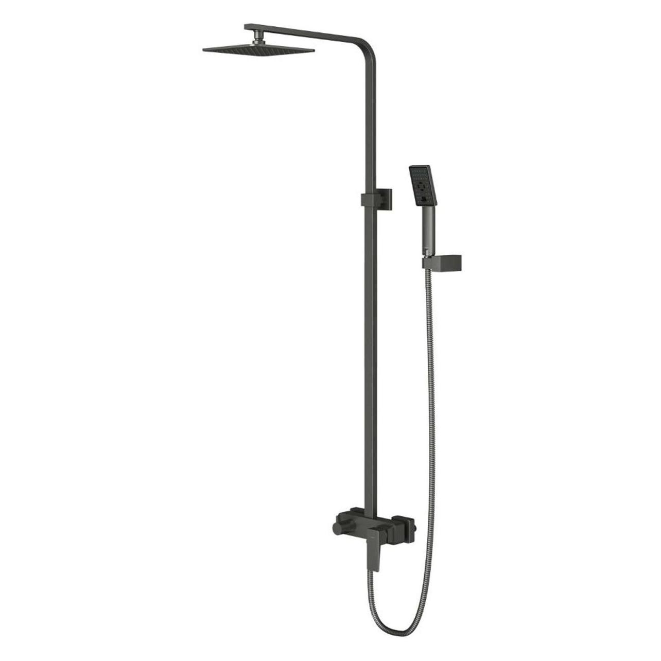 Omnires parma - doucheset met kraan, 20x20 cm, 3 stralen, grafiet (3 Strahlarten) (PM7444GR)