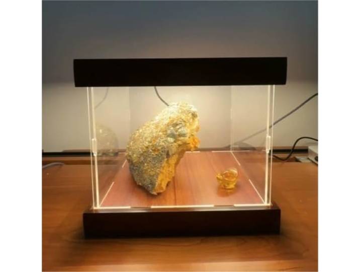 WLCGYD Acryl Vitrine Transparente Acryl-Vitrine 20 30 40 55 50 35 60 70 cm Sanfte LED-Beleuchtung, Vitrine Für Trophäen/Aufbewahrung, Staubschutz (Alternative Zu Einer Glasvitrine)