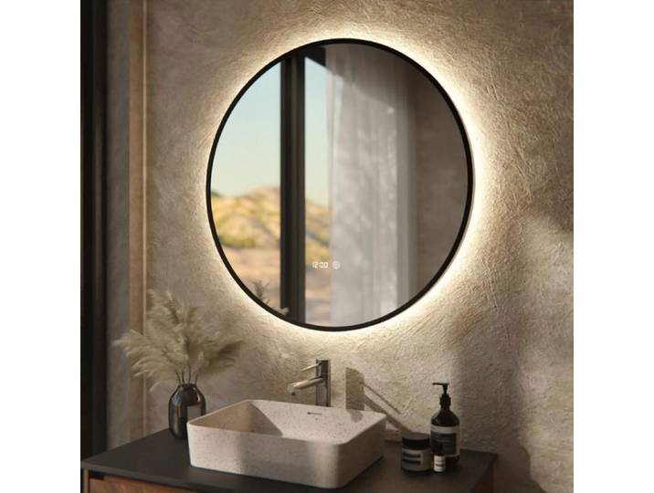Mirlux Miroir de salle de bains avec éclairage LED - Ronde - 80x80 - Noir