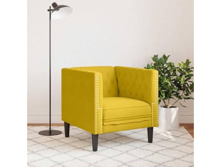 KTHLBRH Chesterfield-Sessel gelb aus Samt Schaumstoff, Massivholz, 71 x 74,5 x 70,5 cm, maximale Belastung 110 kg