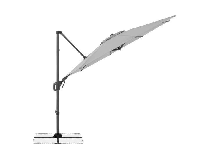 Doppler Ampelschirm, Hellgrau, 360° drehbar, höhenverstellbar, lichtecht, Sonnenschutz, Sonnenschirme