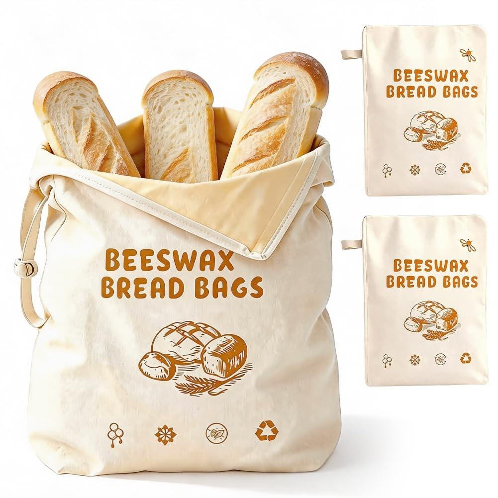 Set van 2 herbruikbare broodzakken van bijenwas