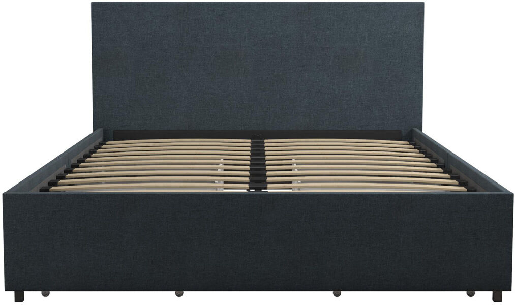 Novogratz Upholstered Storage Bed Navy Blue Kingsize (5')