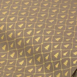 Baumwollstoff Weihnachtsbäume & Rauten "Mona", taupe-gold