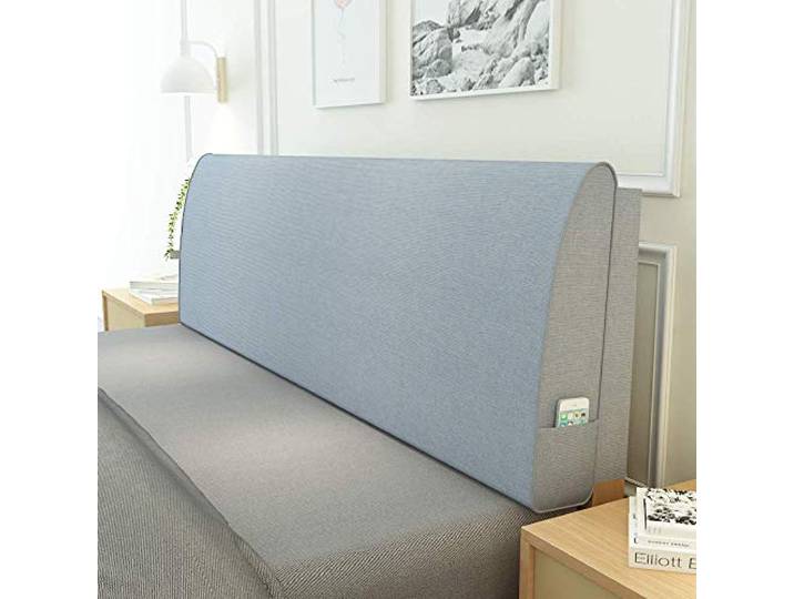CHENGH Einfarbige Kopfteil Kissen Bett Rückenkissen Lendenkissen Stoff Kissen Massivholz Rückenlehne Baumwolle Und Leinen Tatami Rückenlehne Softcase Waschbar,Lightgray-180x50x10cm