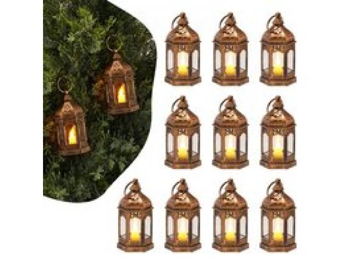 VEVOR 12 Stk. dekorative Kerzenlaternen, elektrische LED-Kerzen ohne Flamme, Halter aus Kunststoff mit Glas, Wandbehang für die Veranda, Hochzeitstische, Partys, Bauernhäuser, Bronze, 65x65x128 mm