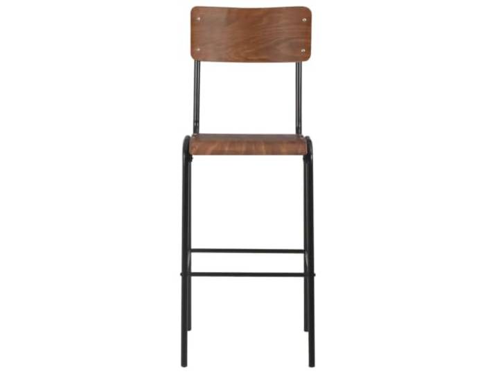 Barstühle, 2-teilig, massives Sperrholz, Braun, mit Stahlbeinen Waschbares massives Sperrholz, stabiler pulverbeschichteter Stahl, platzsparendes stapelbares Design, für Küche und Esszimmer