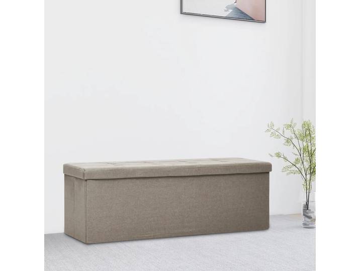 vidaXL Faltbare Sitzbank mit Stauraum Taupe Leinenoptik