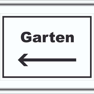 HB-Druck Garten Schild mit Text und Richtungspfeil links Blumen Rasen waagerecht A3 (297x420mm)