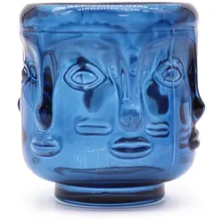 Set of 2 Buddha Faces Candle Jar - Royal Blue