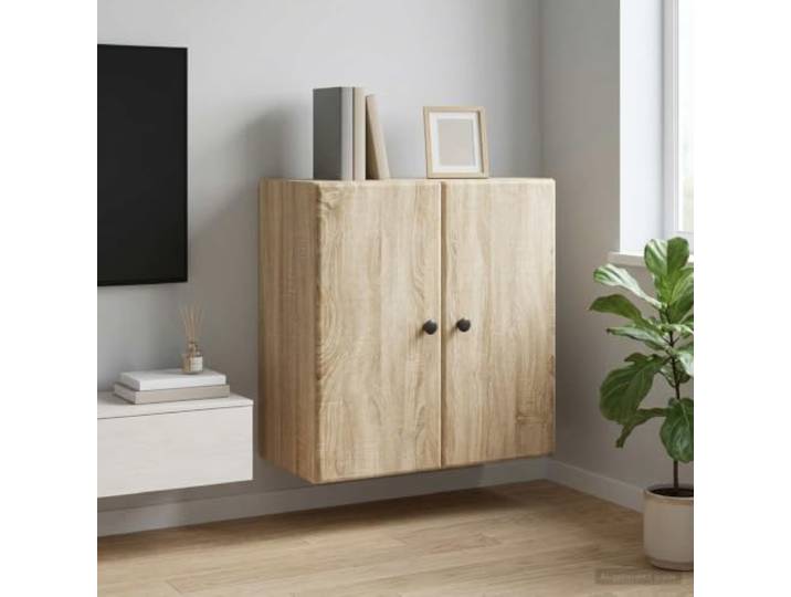 GPWERSDF Wandschrank 59 x 31 x 60 cm Holzwerkstoff Sonoma-Eiche mit Tür 90-Grad-Tür, Metallknöpfe, robuste Regalbretter, pflegeleichte Oberfläche, vielseitig nutzbar