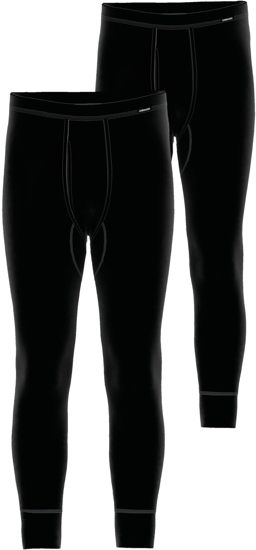 Lange Unterhose AMMANN "2er Pack lange Unterhose mit Eingriff Day Classic", Herren, Gr. 6, schwarz, Obermaterial: 100% Baumwolle CO., Unterhosen Lange Unterhose