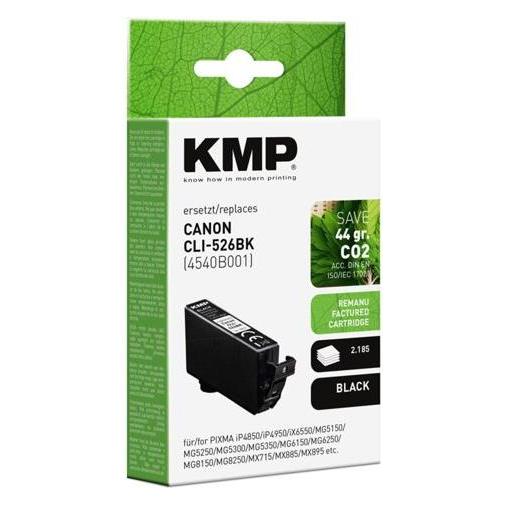KMP schwarz Druckerpatrone kompatibel zu Canon CLI-526 BK (BK) (1513,4011)