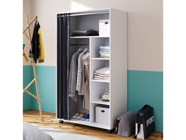 Vicco Kleiderschrank Doros, Weiß, 100 x 168 cm (1-St) mit Kleiderstange
