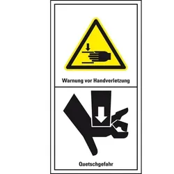 König Werbeanlagen Dreifke® Aufkleber I Maschinenkennzeichen Warnung vor Handverletzungen, Folie, selbstklebend, 100x200mm