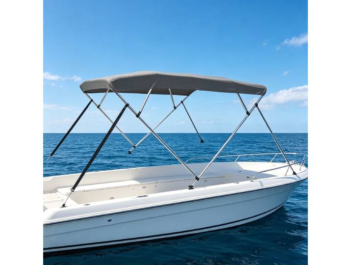 Auvent bimini à 4 arceaux Anthracite 243x196x137 cm convient aux yachts, bateaux de pêche, style moderne