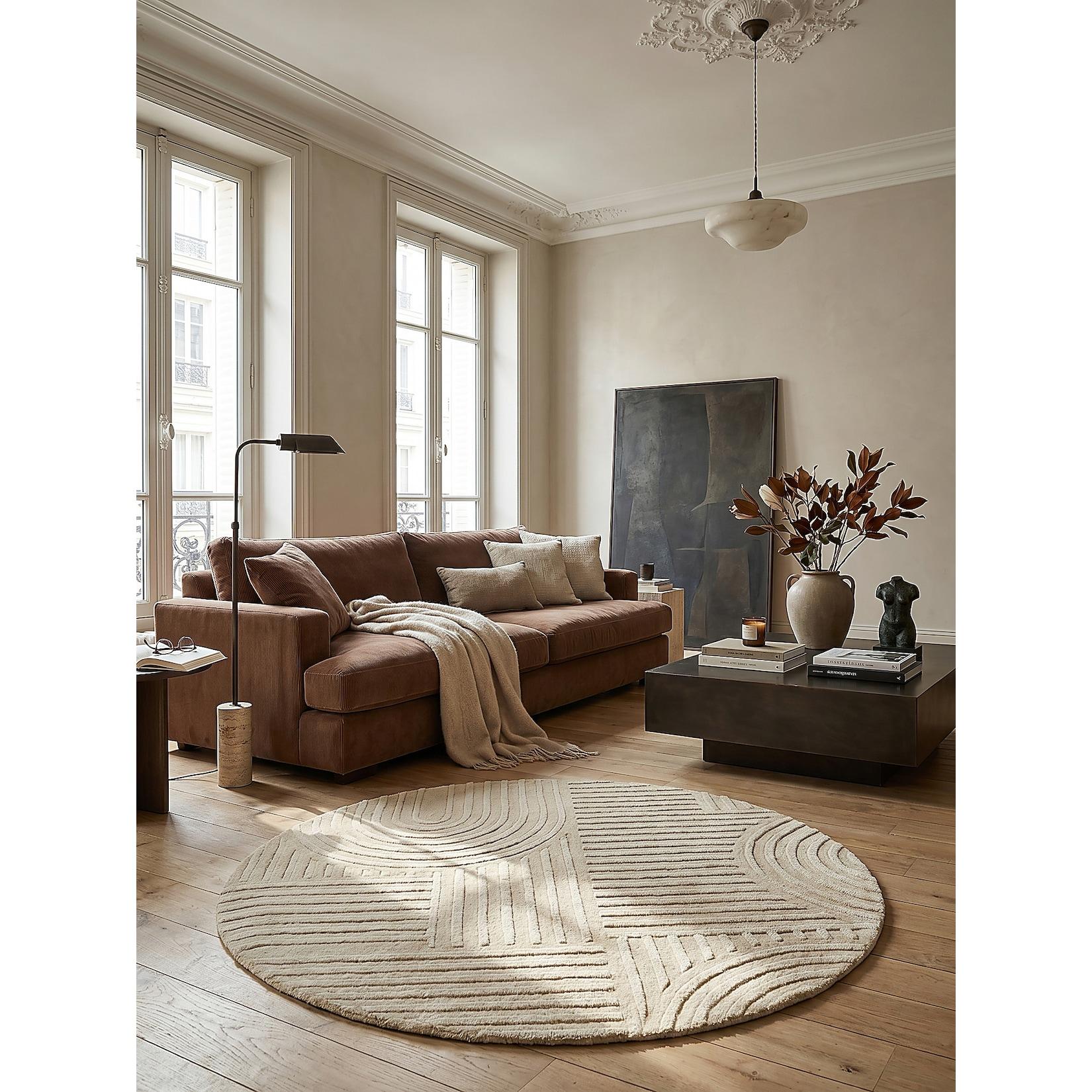 Wollteppich geometrisch Natur Ø160 cm - LEVEN Kadima Design