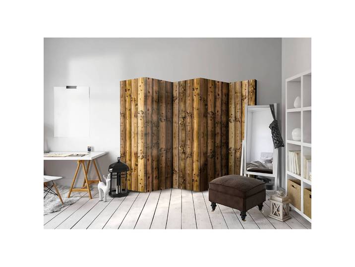 Paravent Country Cottage Polaire Marron 225 x 172 x 3cm 5 éléments