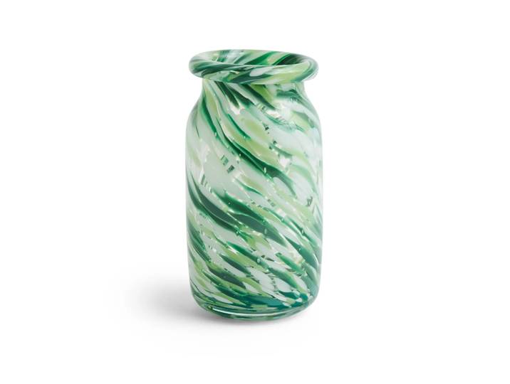 HAY Vase Splash Roll Neck S 20,5 cm Green swirl