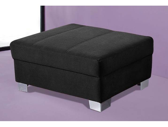 Hocker, Primabelle-Microfaser & Naturleder, Schwarz, 85×40×61 cm, Modern, Inosign