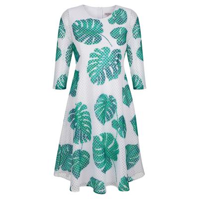Druckkleid ALBA MODA "Kleid Kleid aus Lochspitze", Damen, Gr. 34, N + K Gr, weiß (sanftes weiß), Obermaterial: 100% Polyester PES., Modern, figurumspielend, Kleider Druckkleid