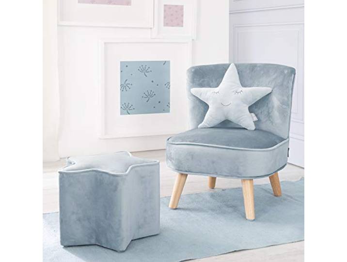 roba Kindersitzgruppe „Lil Sofa” inkl. Kindersessel, Sternenhocker & Dekokissen Stern in hellblau/sky